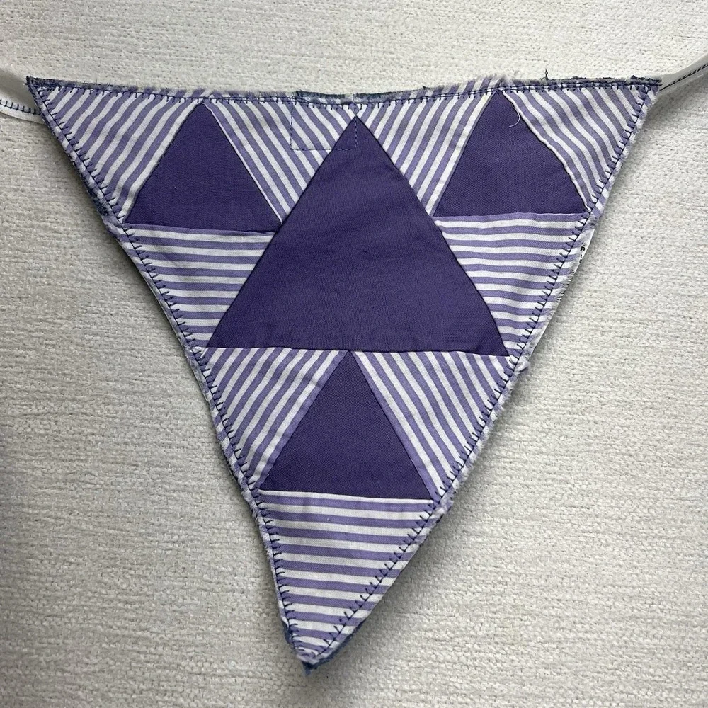 Handmade Upcycled‎ VTG Quilt Patchwork Bunting Pennant Garland Banner 43